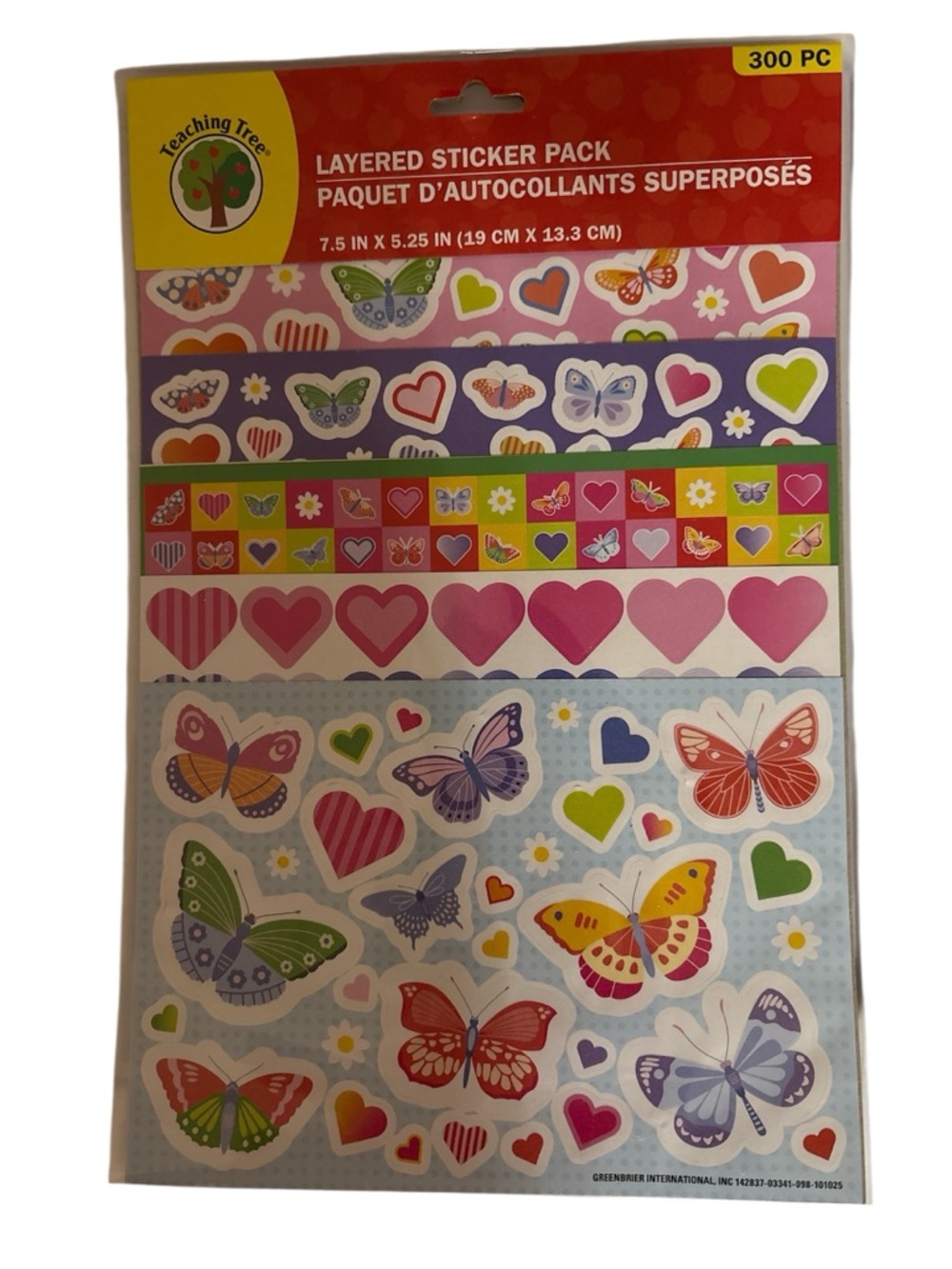 Teaching Tree Layered Sticker Pack - Colorful Butterfly & Heart Stickers